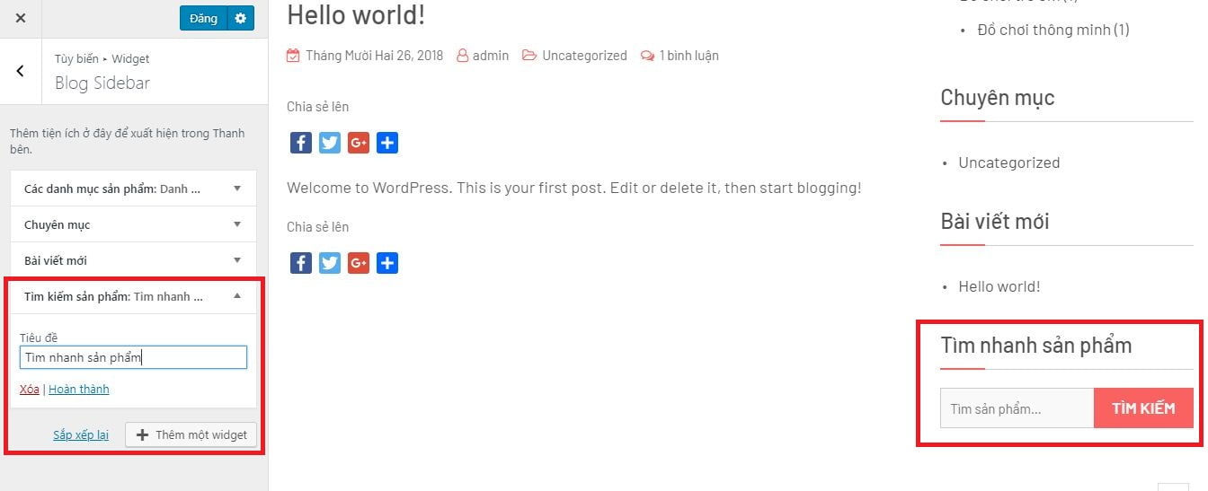 Hiển thị Sidebar trong WordPress 